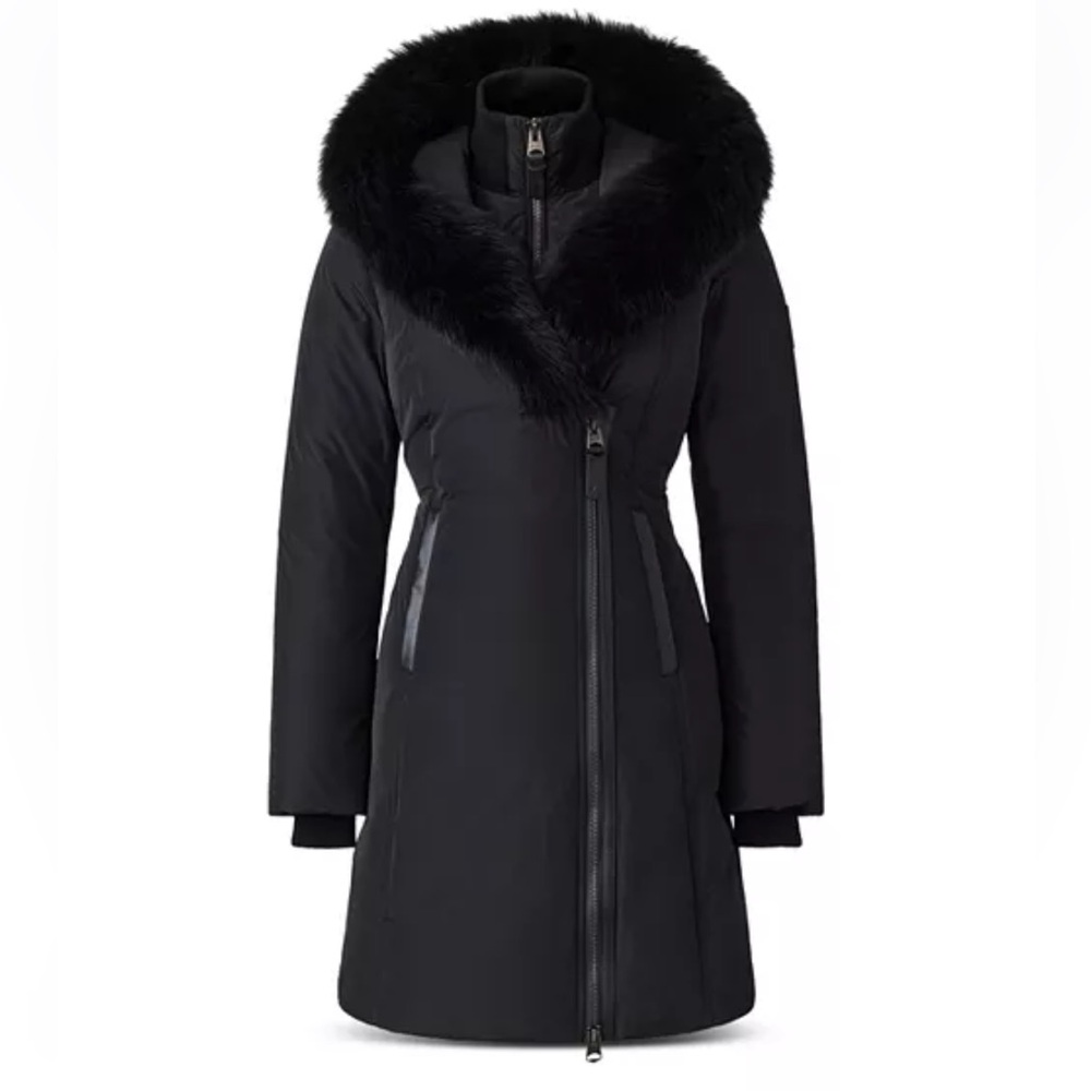 Mackage Kay Hooded Down Shearling Coat black size Medium